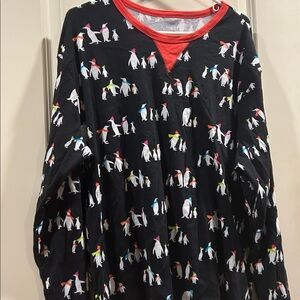 Wondershop men Penguin Print 100%Cotton Pajama Top Long Sleeve stretchy size XXL